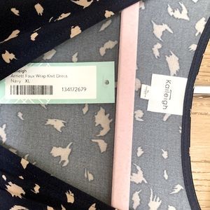 Faux wrap dress navy & nude